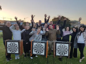 Archery team building outdoors